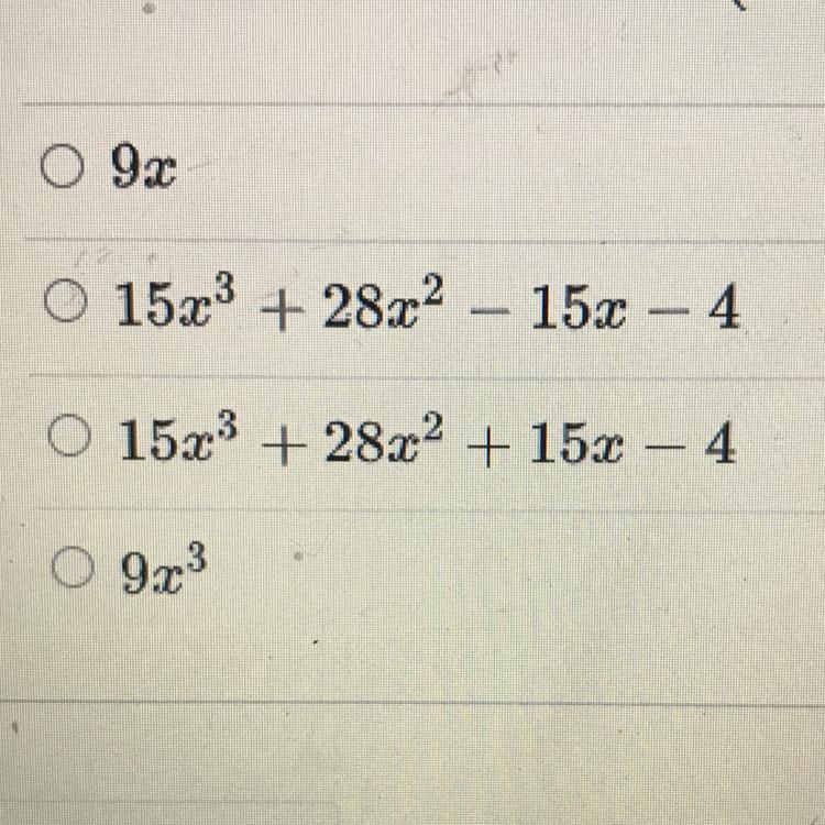 The dimensions of a box are (x + 3), (3x – 4), and (5x + 1). What is the volume of-example-1