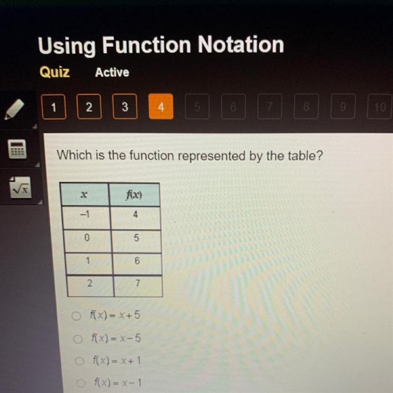 Which function is represented by the table-example-1