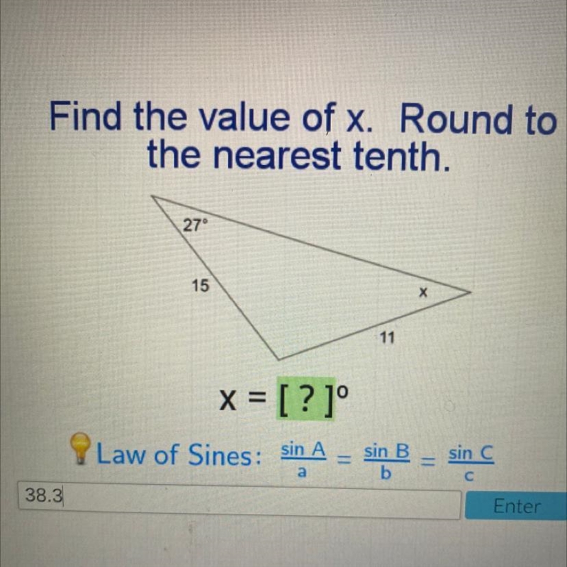 Find the value of x. Round to the nearest tenth.-example-1