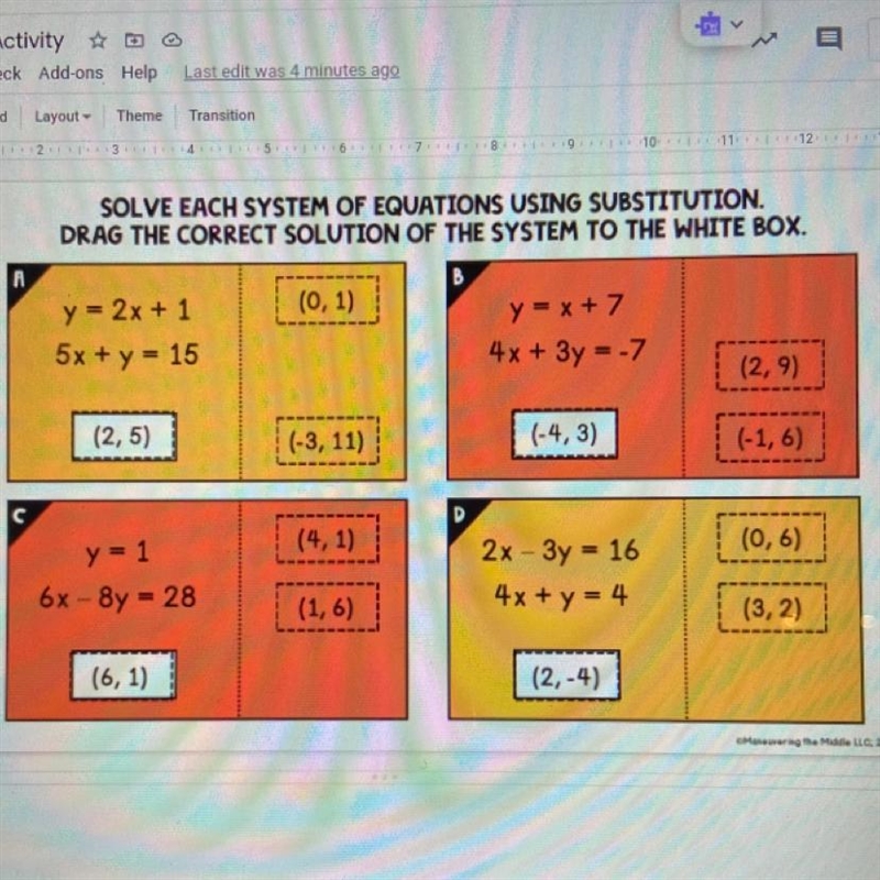 PLEASE SOMEONE HELP solve the equations using substitution method and SHOW YOUR WORK-example-1