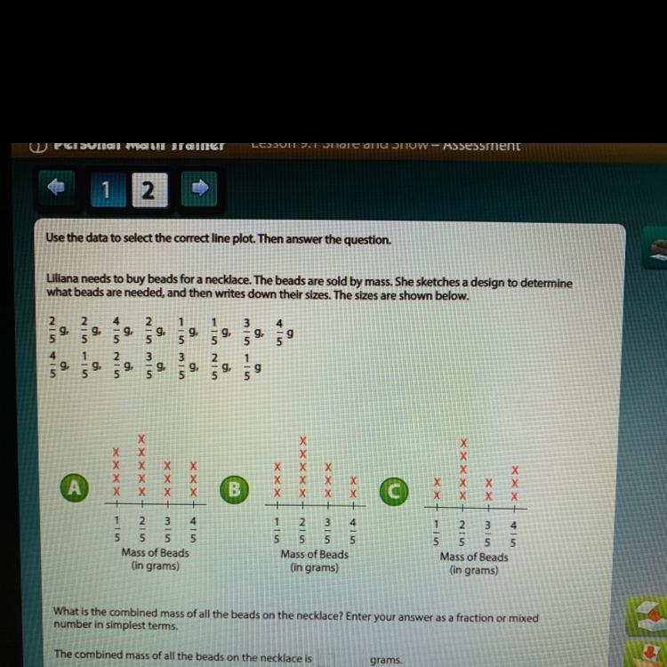 Use the data to select the correct line plot. Then answer the question.-example-1