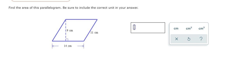 Find the area of this parallelogram. Be sure to include the correct unit in your answer-example-1