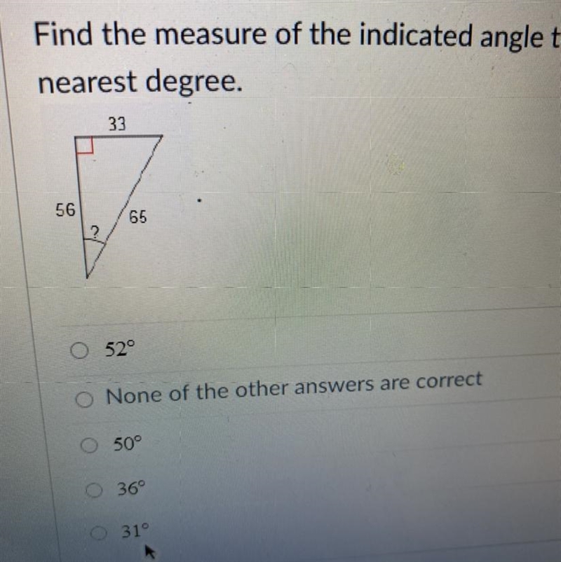 Find the measure of the indicated angle to the nearest degree. PLS URGENT HELP-example-1