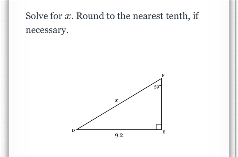 Solve for x. Round to the nearest tenth, if necessary.-example-1