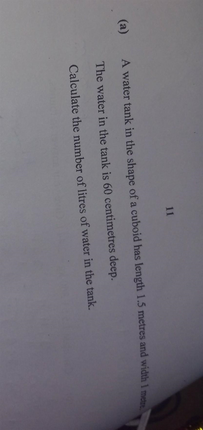 Calculate the number of litres of water in the tank​-example-1