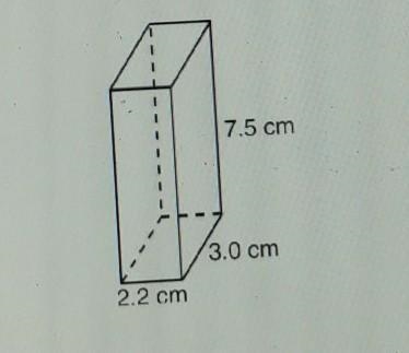 The rectangular prism shown below has a length of 3.0 cm, a width of 2.2 cm, and a-example-1