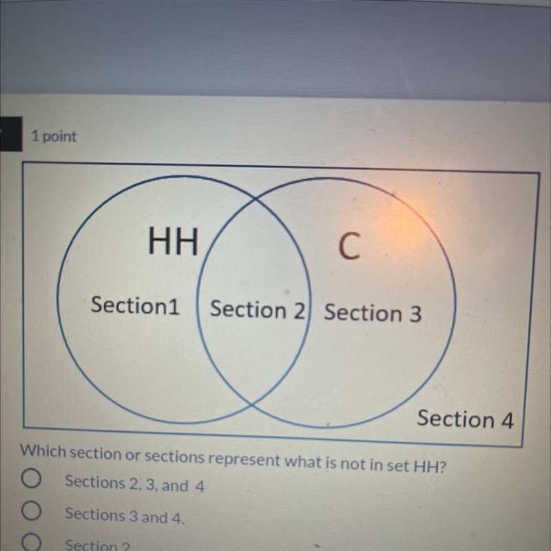 Which section or sections represent what is not in set HH?-example-1