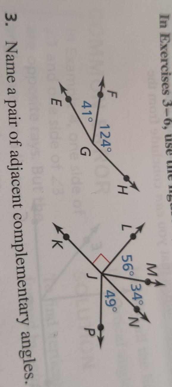 Name a pair of adjacent complementary angles​-example-1