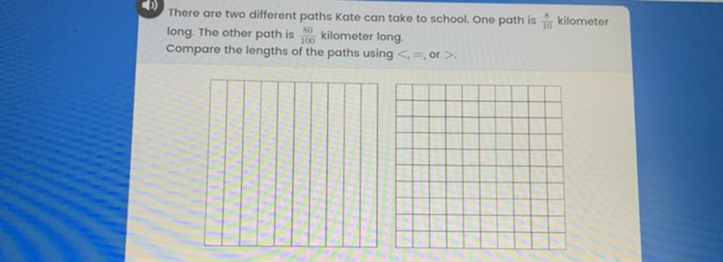 There are two different paths Kate can take to school. One path is to kilometer long-example-1