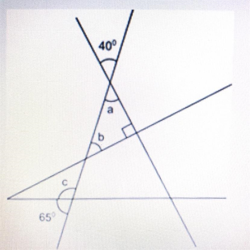 What are the measures of angle a,b,c? show your work and explain-example-1