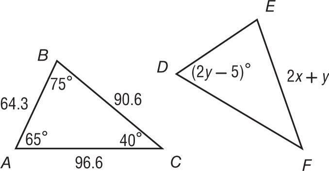 Find the value of y A. 65 B. 70 C. 35-example-1