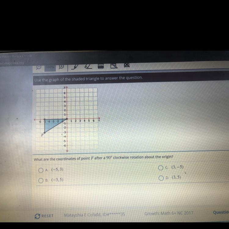 What are the coordinates of point F after a 90° clockwise rotation about the origin-example-1