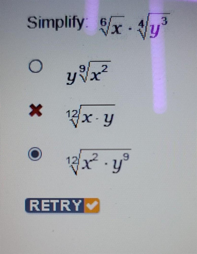 Simplify: ^6sqrtx times ^4sqrty^3​-example-1