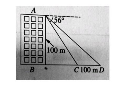 The angle of depression of a car C, from the top of the building of height 100m is-example-1