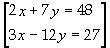 Solve the system of linear equations using the matrix method. What do X and Y equal-example-1