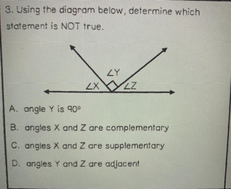 Using the diagram below, determine which statement is NOT true.-example-1