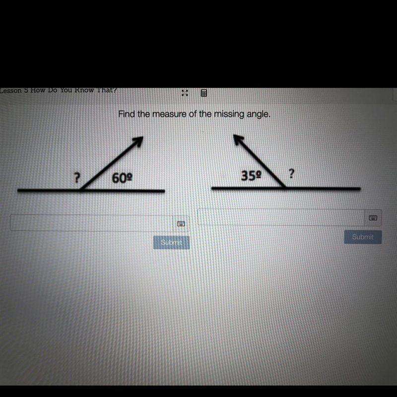 Find the measure of the missing angle of each-example-1