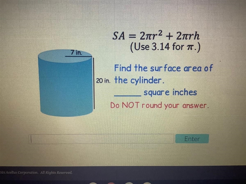 Find the surface area of the cylinder.-example-1