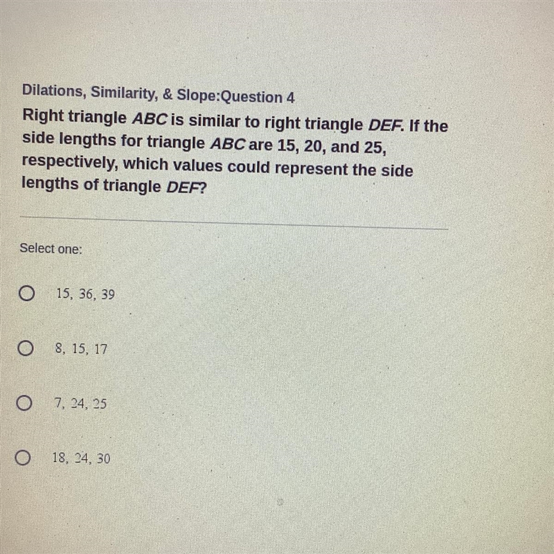 Right triangle ABC is similar to right triangle DEF. If the side lengths for triangle-example-1