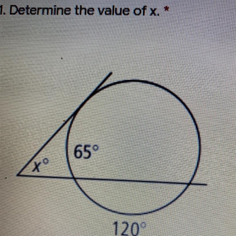 1. Determine the value of x. Please help-example-1