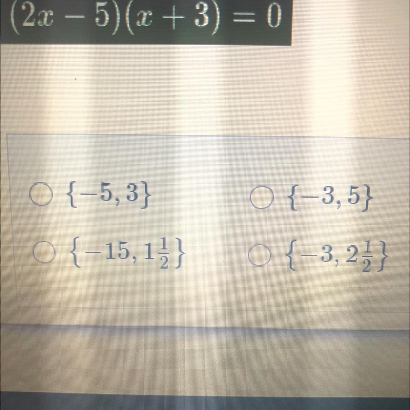 Which of the following is the solution set of the equation below:-example-1