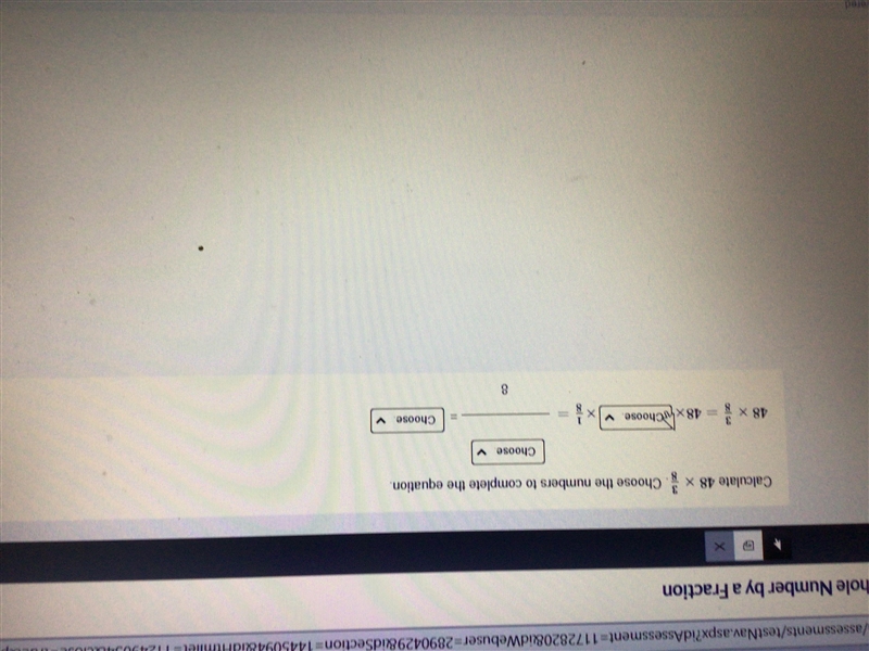 Calculate 48 x 3/8 choose the numbers to complete the equation-example-1