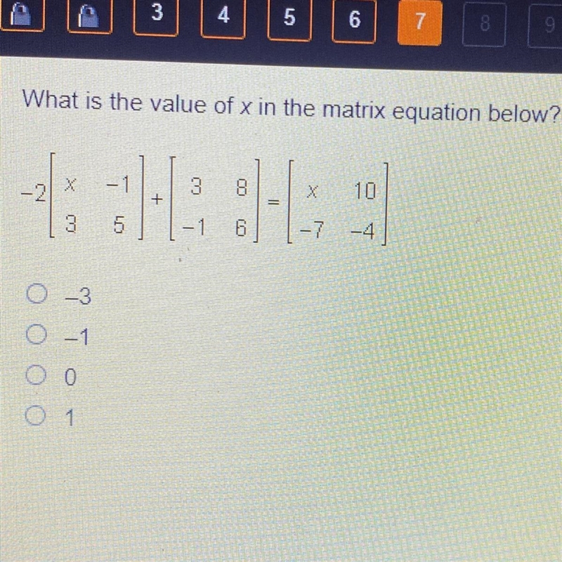 What is the value of x in the matrix equation below?-example-1