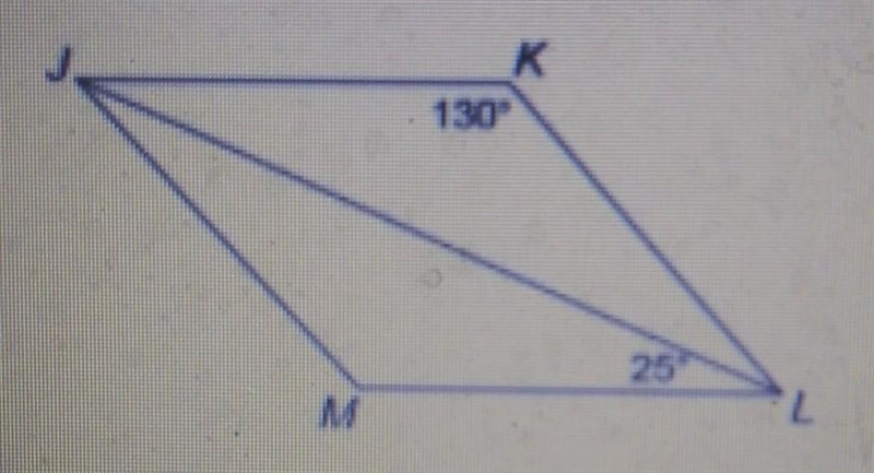 What is the measure of <KJL? 130° 180° 50° 25°​​-example-1