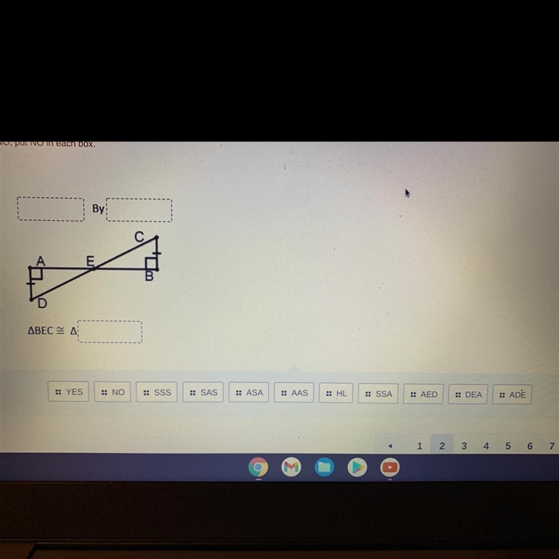 Solve the triangle congruence using the word bank provided-example-1