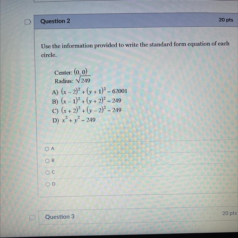 Please help, due soon. Use the information provided to write the standard form equation-example-1