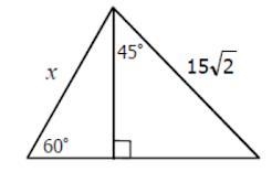 Find the value of x. Leave answers if necessary in the simplest radical form.-example-1