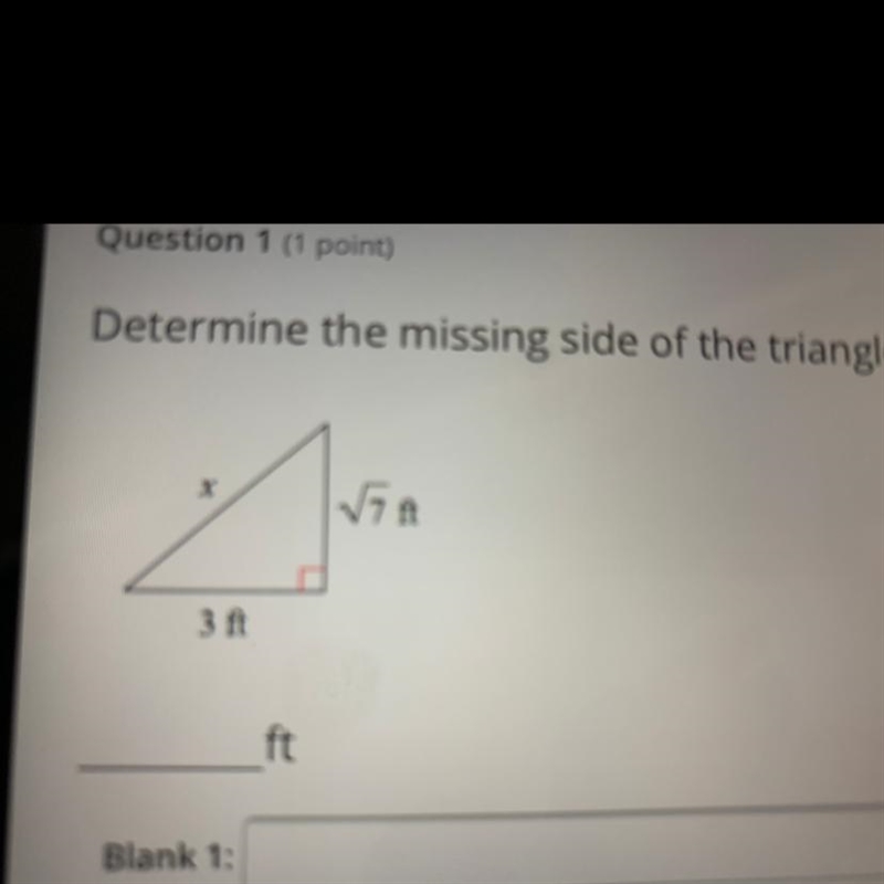 Determine the missing side of the triangle.-example-1