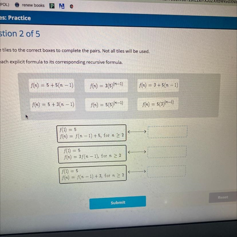 Question 2 of 5 Drag the tiles to the correct boxes to complete the pairs. Not all-example-1