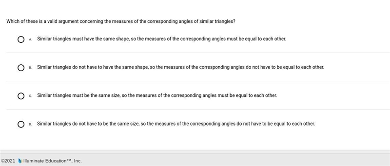 Which of these is a valid argument concerning the measures of the corresponding angles-example-1