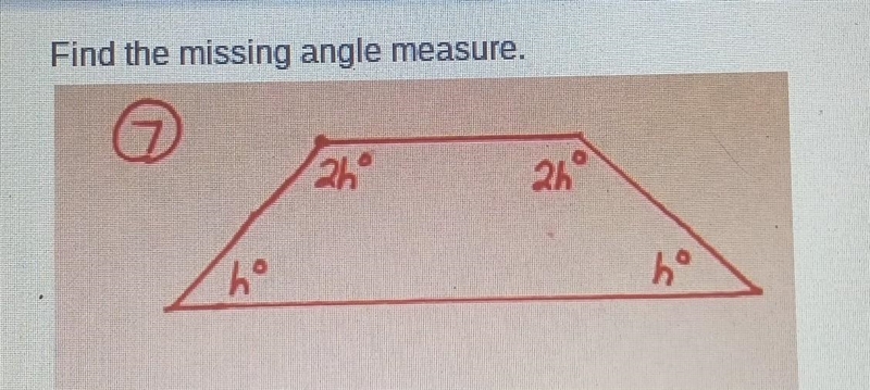 Find the missing angle measure. ​-example-1