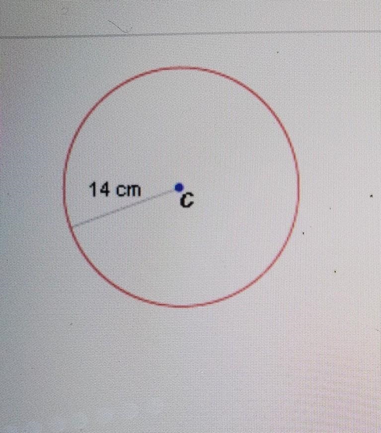 What is the approximate area of the circle shown below? A. 2460 cm2 B. 44 cm2 C. 88 cm-example-1