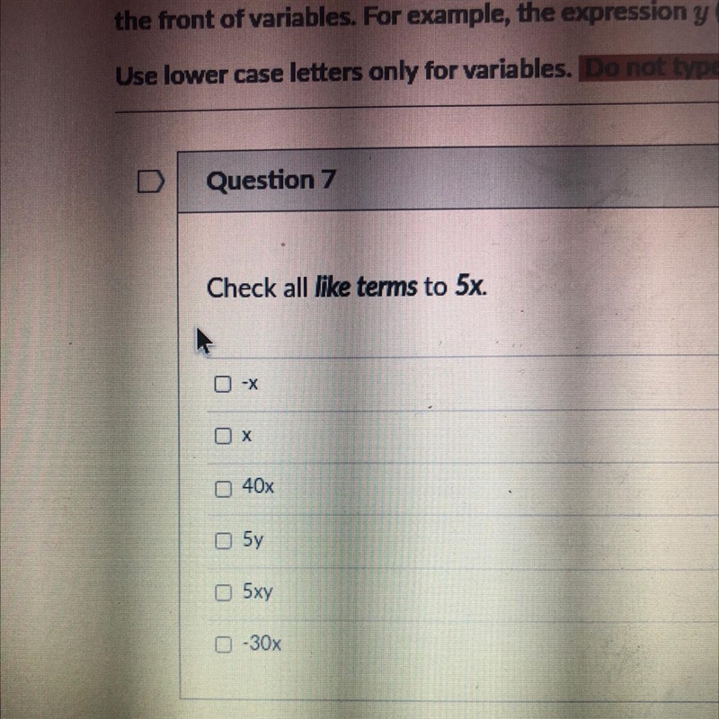 Like terms to 5x (help!!)-example-1