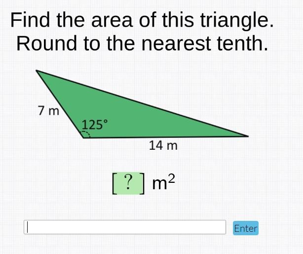 Find the area of this triangle ROUND TO THE NEAREST TENTH-example-1