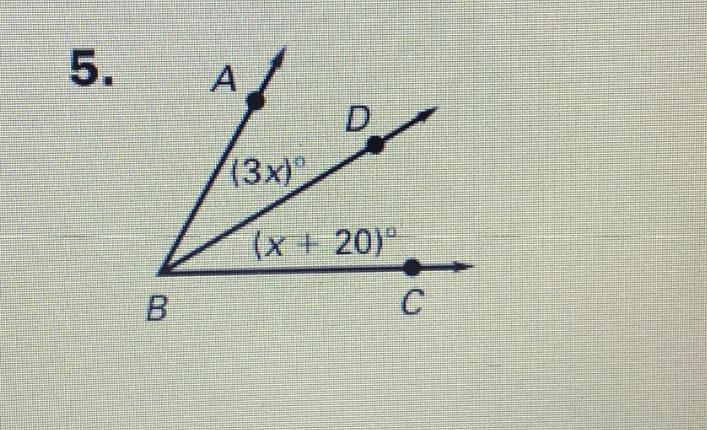 BD is the angle bisector of ABC. Find m ABC and m DBC. (Picture attached!) Thank you-example-1