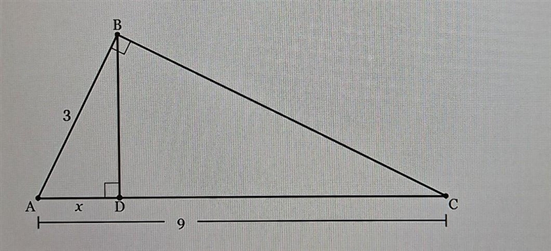 Given right triangle ABC with altitude BD drawn to hypotenuse AC. If AB = 3 and AC-example-1