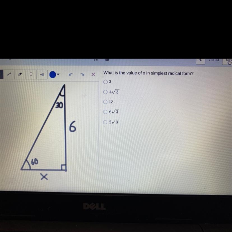 What is the value of x in simplest radical form?-example-1