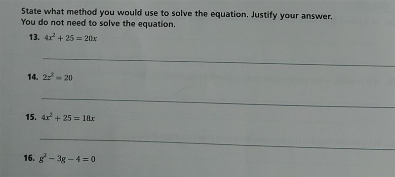 State what method you would use to solve the equation. Justify your answer. You do-example-1