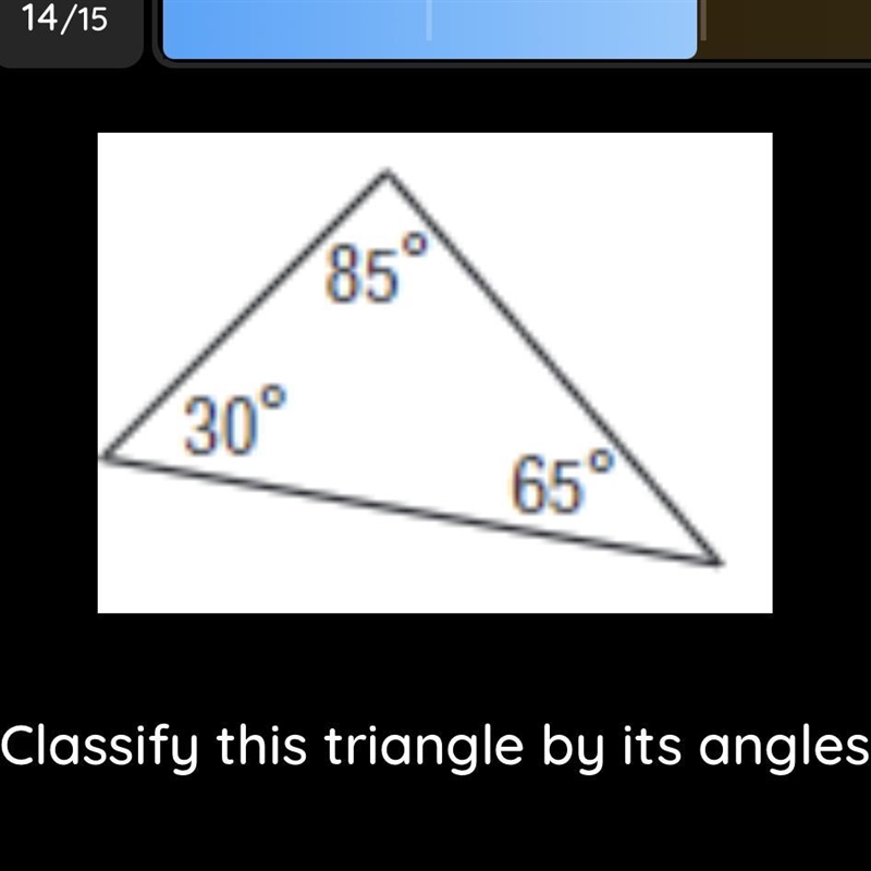 Classify this triangle by its angle-example-1