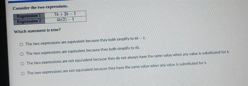 Consider the two expressions which statement is true? ​-example-1