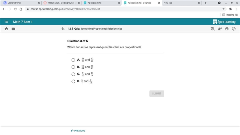 Which two ratios represent quantities that are proportional help i will mark as brainless-example-1