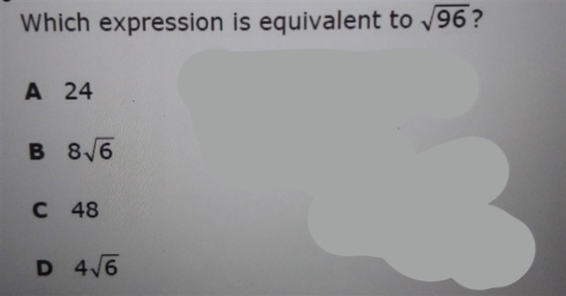 Which expression is equivalent to 96?​-example-1