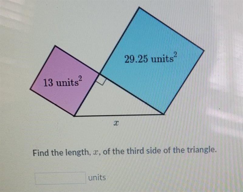 Find the length, x, of the third side of the triangle.​-example-1