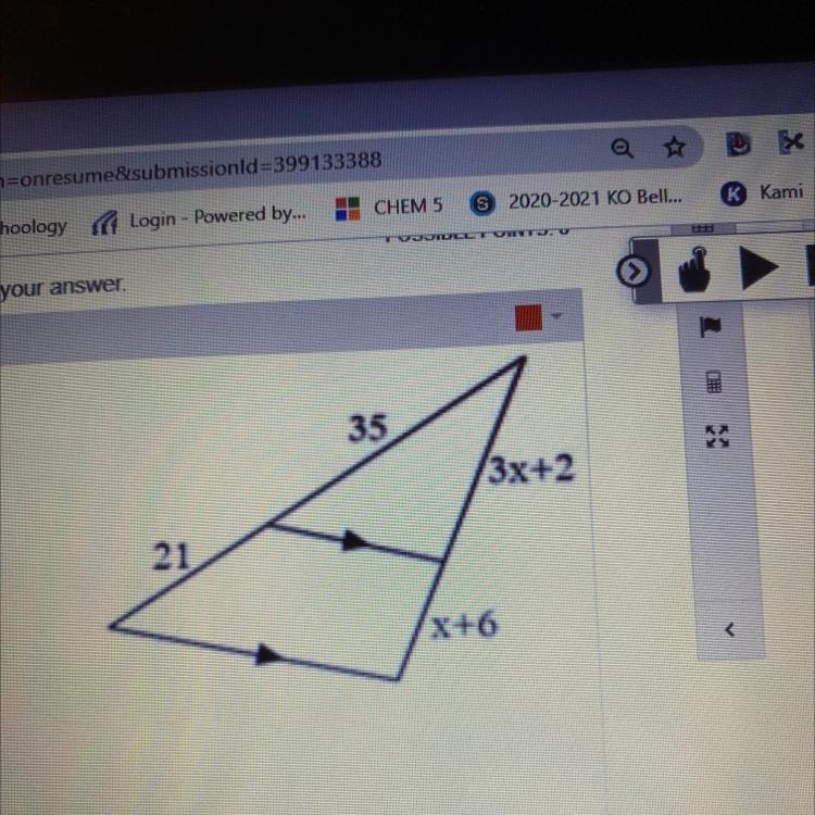 Set up the proportion and solve for x. Show ALL work and box your answer Set up proportion-example-1