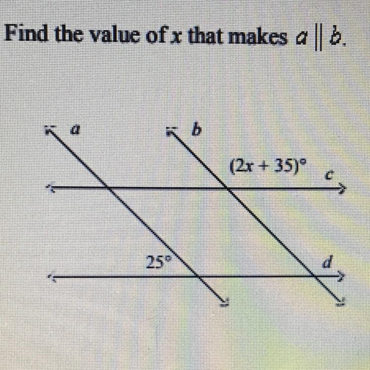 Find the Value of x that makes A parallel to B.-example-1