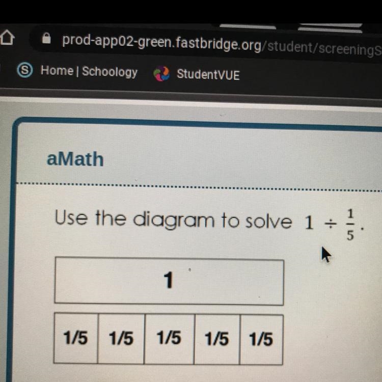 5. Use the diagram to solve 1 • 5 1 1 1/5 1/5 1/5 1/5 | 1/5-example-1